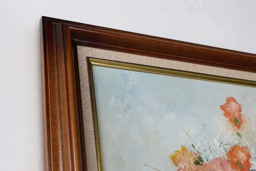 Edmond Sanders, Vase avec des fleurs, années 1950, huile sur toile, encadré