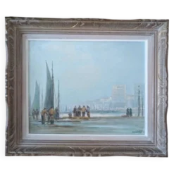 Emmanuel Le Petit (1905–1991) — Scène de port, huile sur toile
