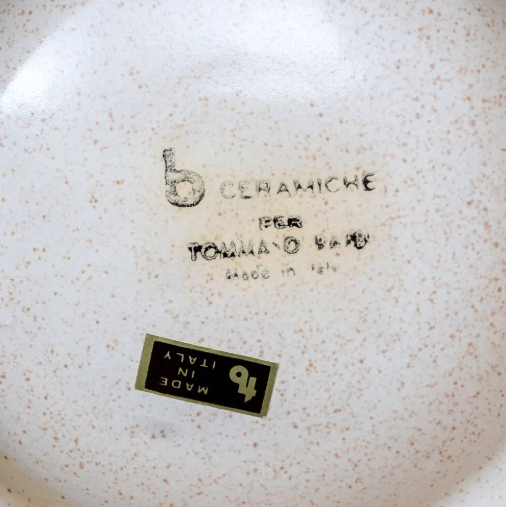 Ensemble de briquet et cendrier en céramique et laiton par Tommaso Barbi, Italie, années 1960.