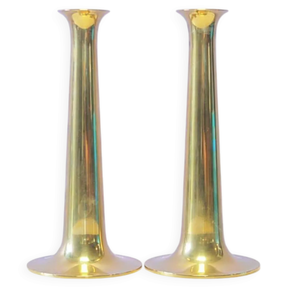 Ensemble de 2 candélabres en laiton Hans Bølling