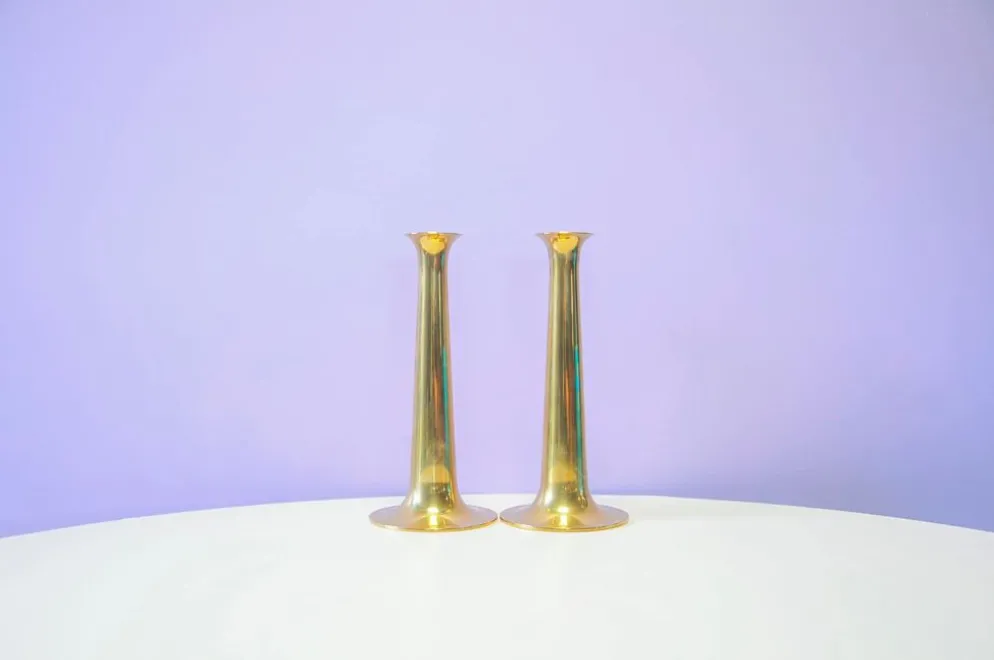Ensemble de 2 candélabres en laiton Hans Bølling