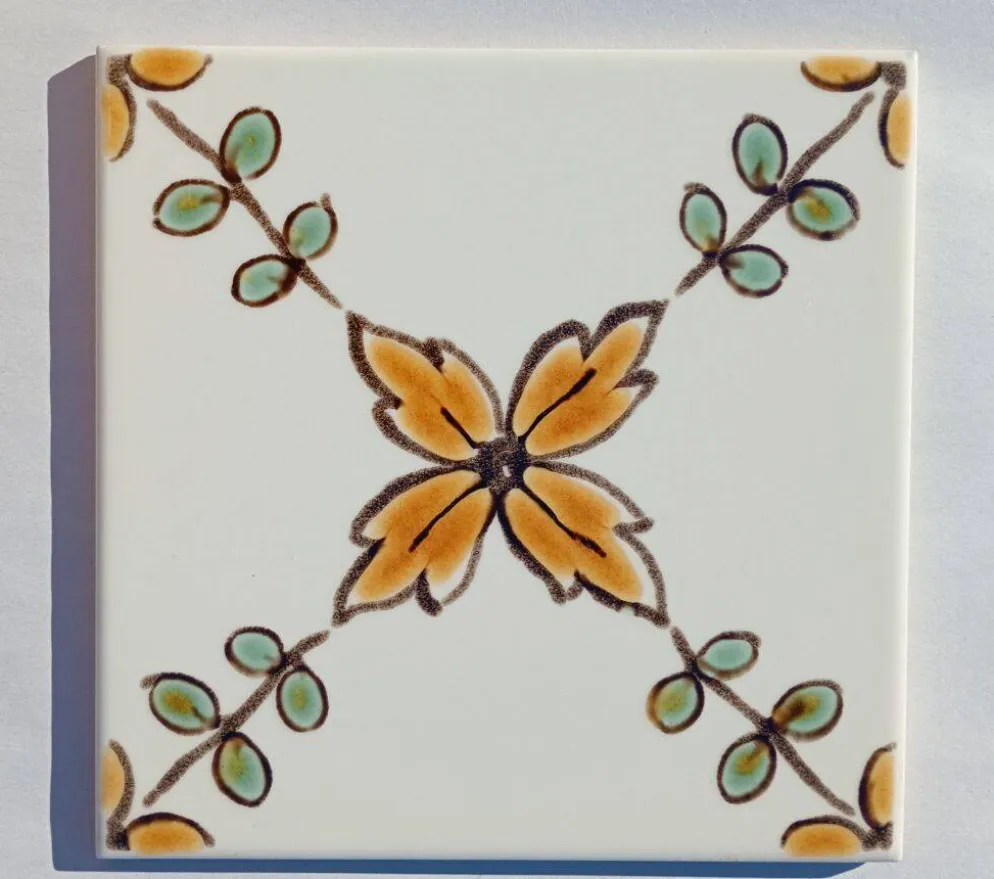 Ensemble de 4 carreaux portugais vintage 15x15 cm en majolique authentique peints à la main