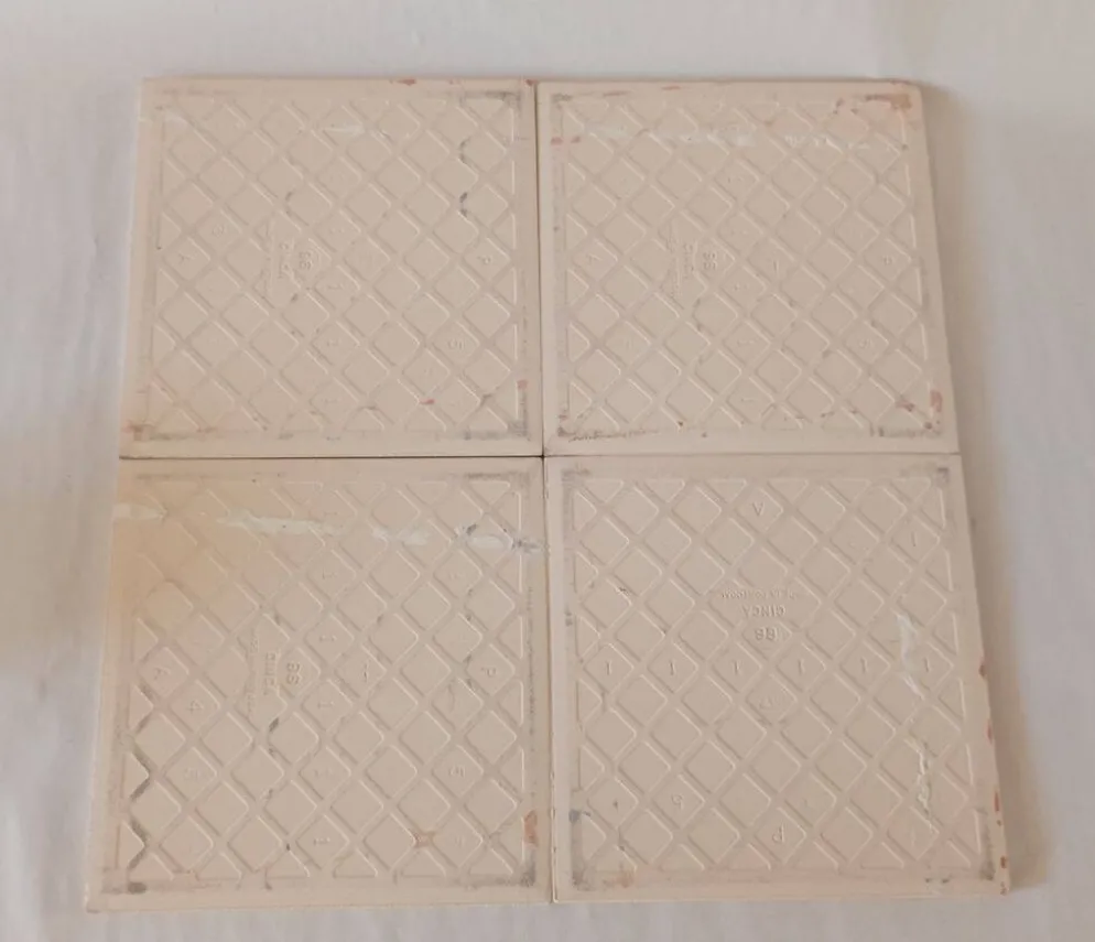 Ensemble de 4 carreaux portugais vintage 15x15 cm en majolique authentique peints à la main
