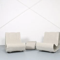 Ensemble de 2 chaises Loop et 1 table Loop Swisspearl/Eternit Willy Guhl