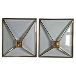 Ensemble de deux fenêtres Art Déco rares, en verre taillé et laiton, Autriche, années 1930.