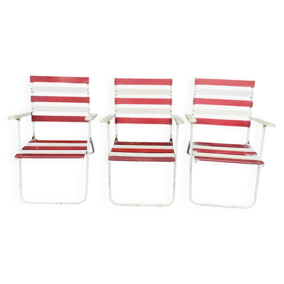 Ensemble de 3 fauteuils pliants de jardin