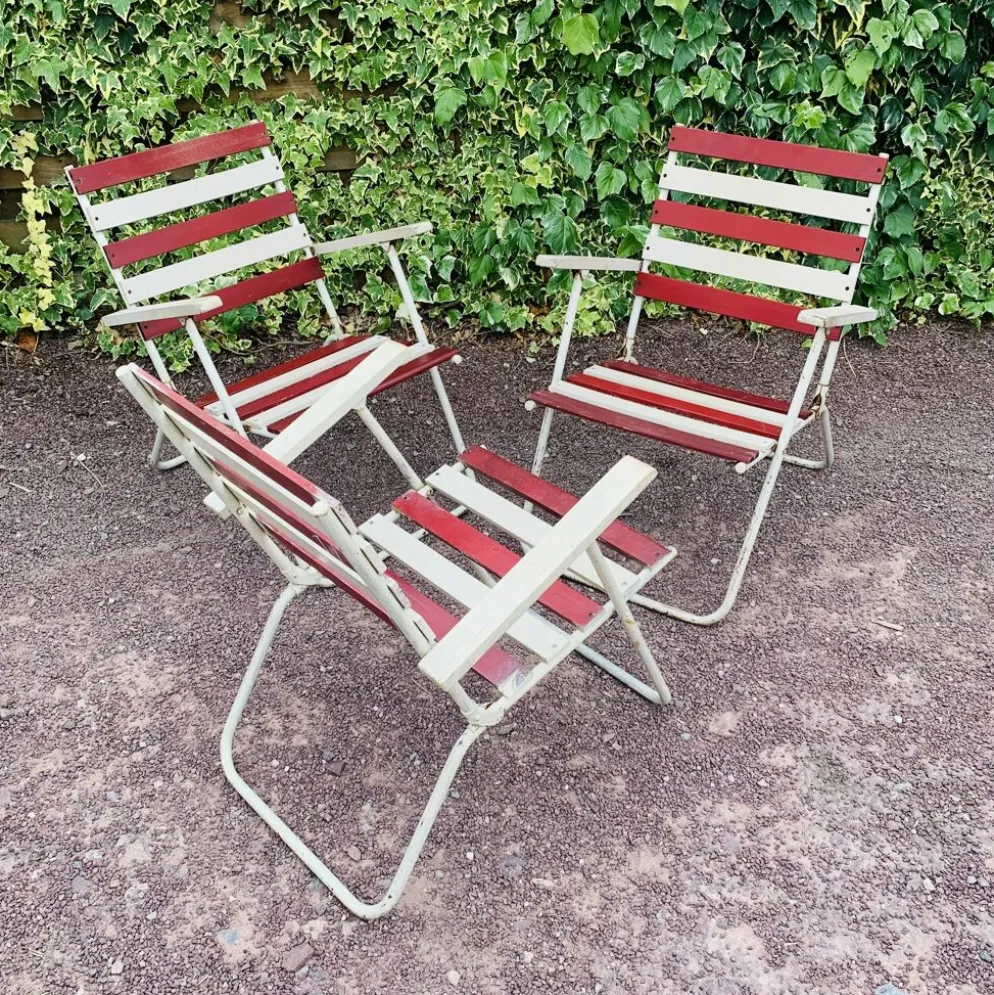 Ensemble de 3 fauteuils pliants de jardin