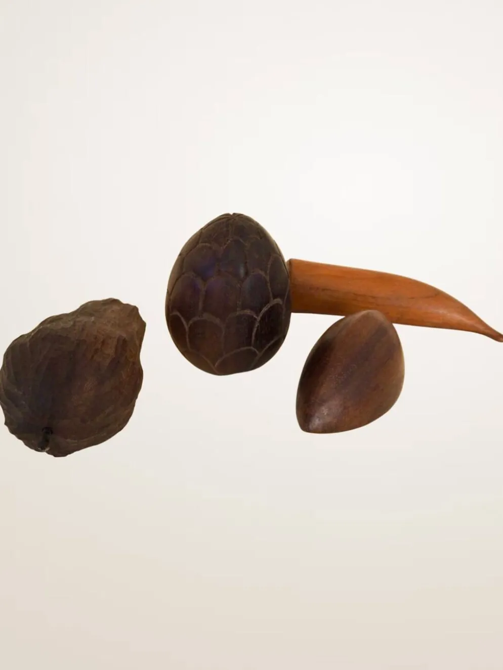 Ensemble de fruits décoratifs en bois sculpté