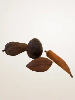 Ensemble de fruits décoratifs en bois sculpté
