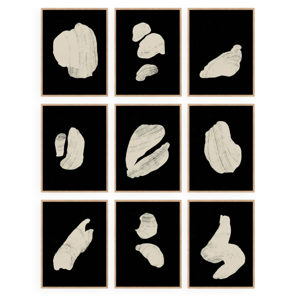 Ensemble de 9 impressions giclées abstraites, format A4