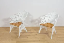 Ensemble de jardin de style victorien Coalbrookdale – Banc et deux fauteuils, Royaume-Uni, années 1950, ensemble de 3
