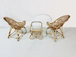 Ensemble de jardin en bambou vintage par Dirk van Sliedrecht pour Rohé Noordwolde, années 70.