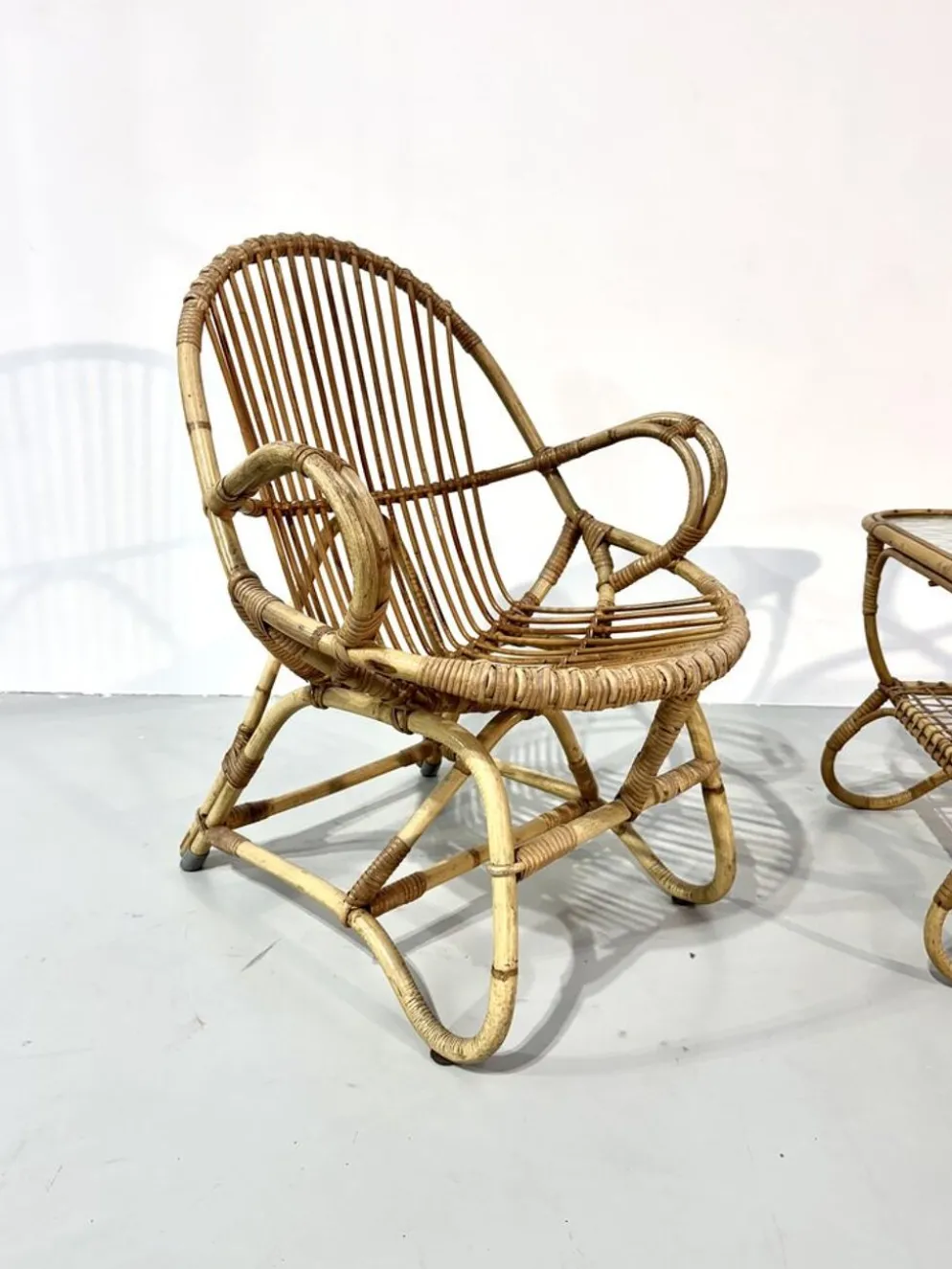 Ensemble de jardin en bambou vintage par Dirk van Sliedrecht pour Rohé Noordwolde, années 70.