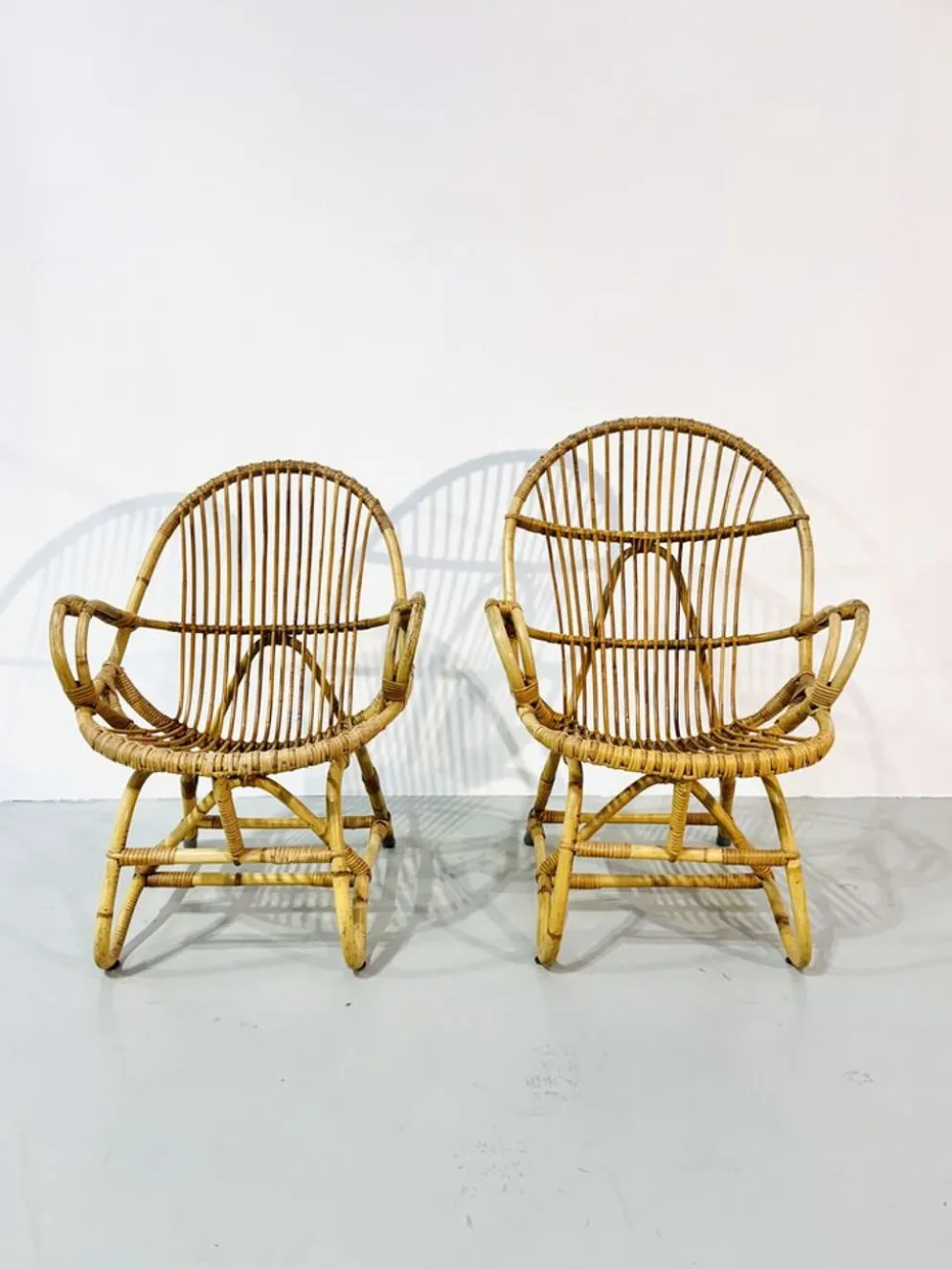 Ensemble de jardin en bambou vintage par Dirk van Sliedrecht pour Rohé Noordwolde, années 70.
