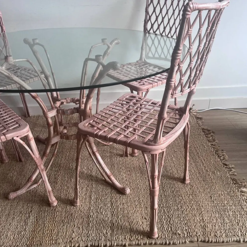 Ensemble de jardin en faux bambou avec table et 4 chaises