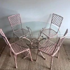 Ensemble de jardin en faux bambou avec table et 4 chaises