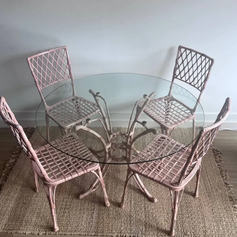 Ensemble de jardin en faux bambou avec table et 4 chaises