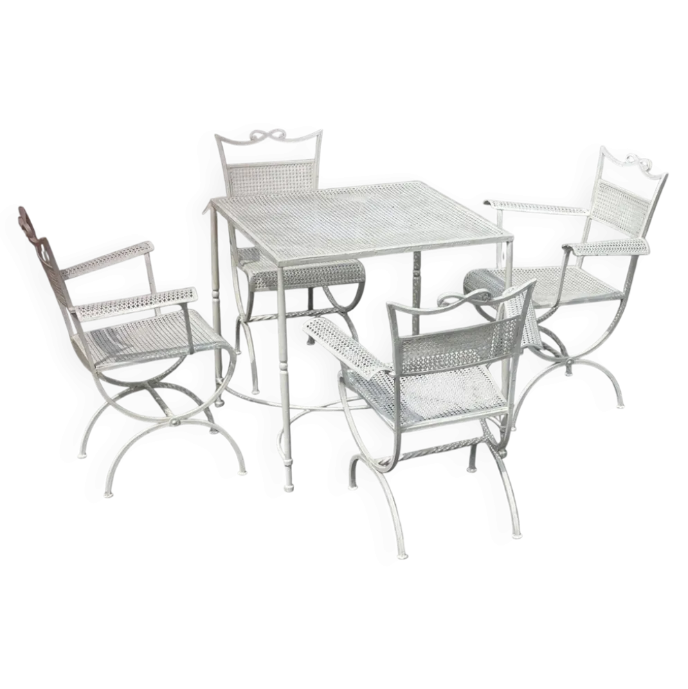 Ensemble de jardin Maison Jansen en fer forgé 1960