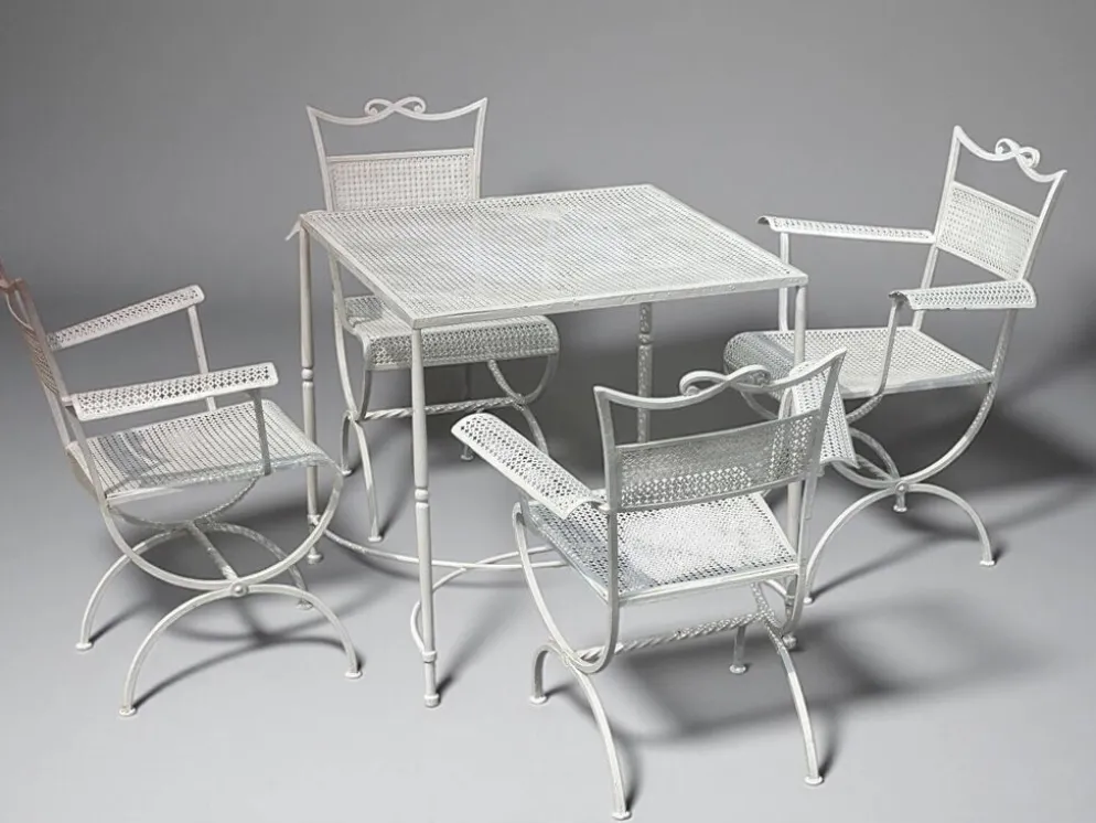 Ensemble de jardin Maison Jansen en fer forgé 1960