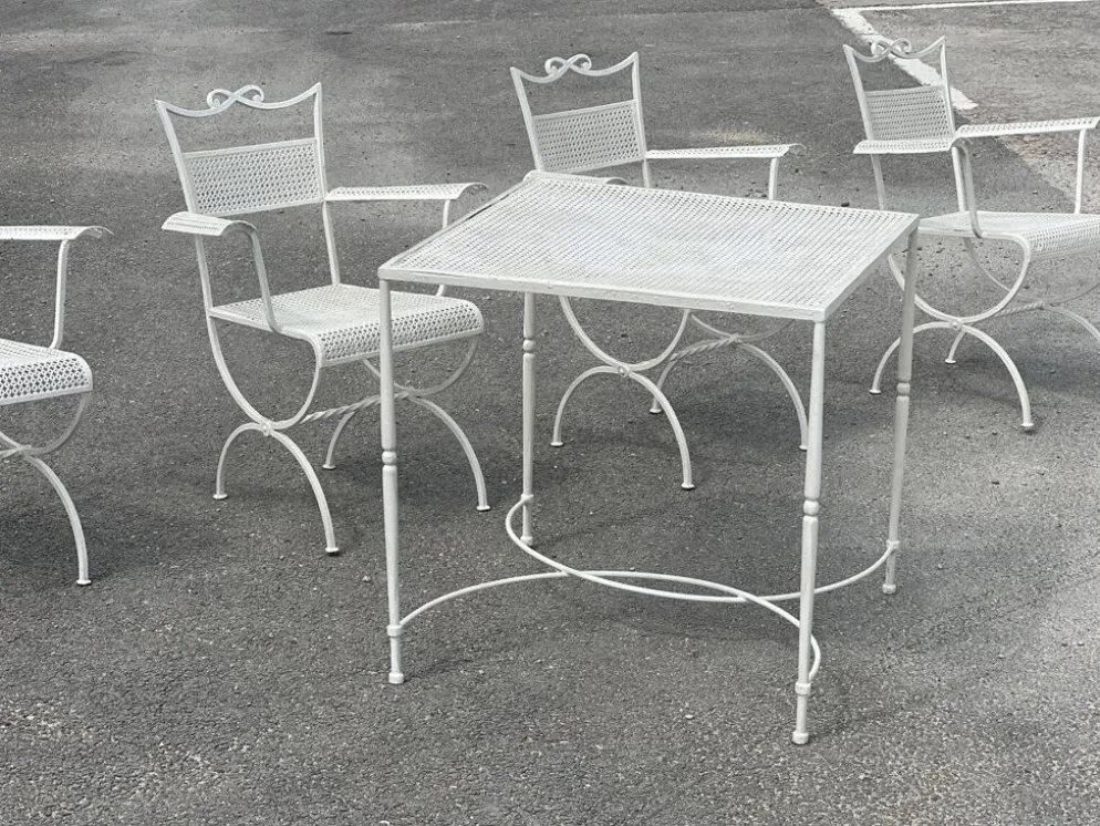 Ensemble de jardin Maison Jansen en fer forgé 1960