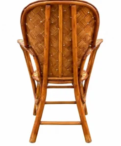 Ensemble de jardin vintage en rotin tressé –table ronde et 4 fauteuils