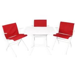 Ensemble de jardin vintage français des années 50 conçu par Raoul Guys (attribué) 3 chaises et une table.
