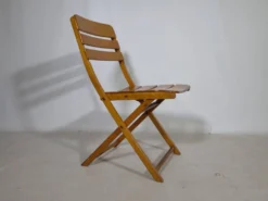 Ensemble de meubles de jardin pliants en bois massif vintage, ensemble de 3, années 1970