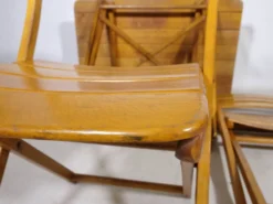 Ensemble de meubles de jardin pliants en bois massif vintage, ensemble de 3, années 1970