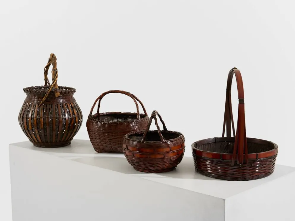 Ensemble de paniers Ikebana en bambou Maeda Chikubōsai periode Meiji
