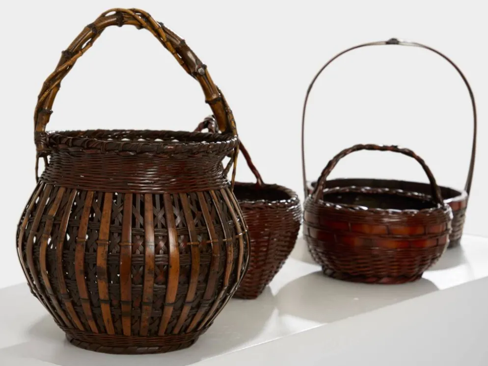 Ensemble de paniers Ikebana en bambou Maeda Chikubōsai periode Meiji