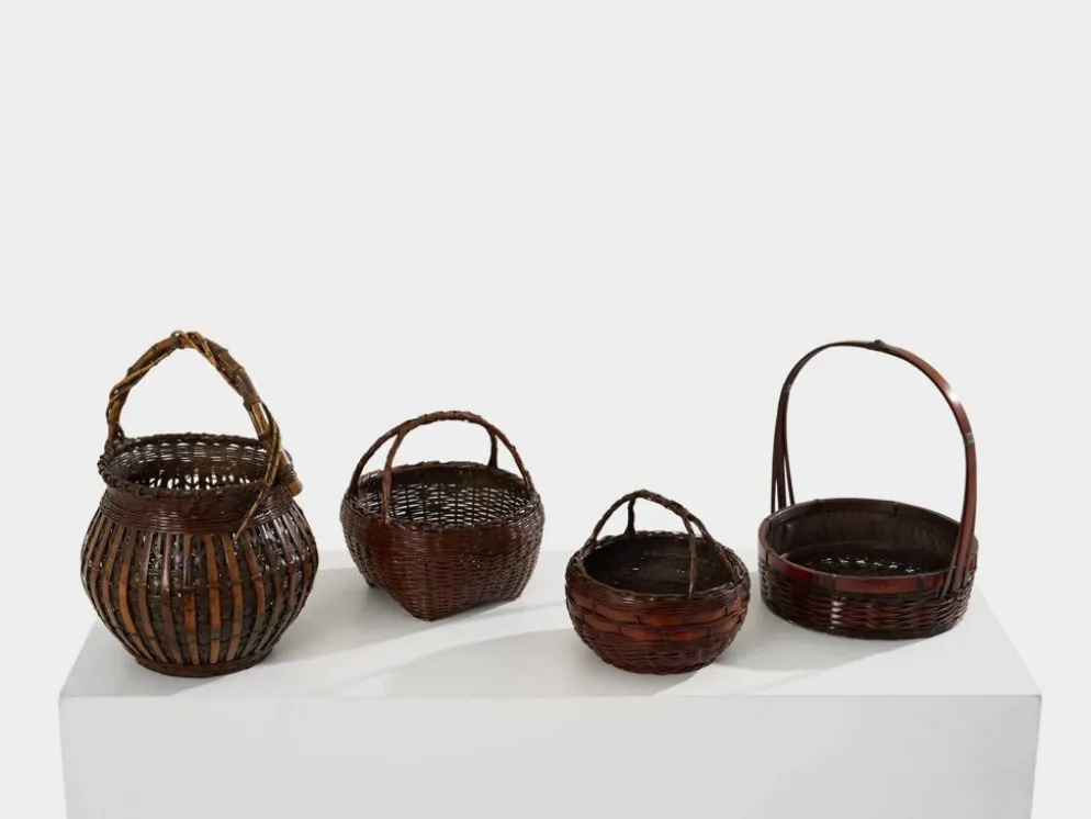 Ensemble de paniers Ikebana en bambou Maeda Chikubōsai periode Meiji