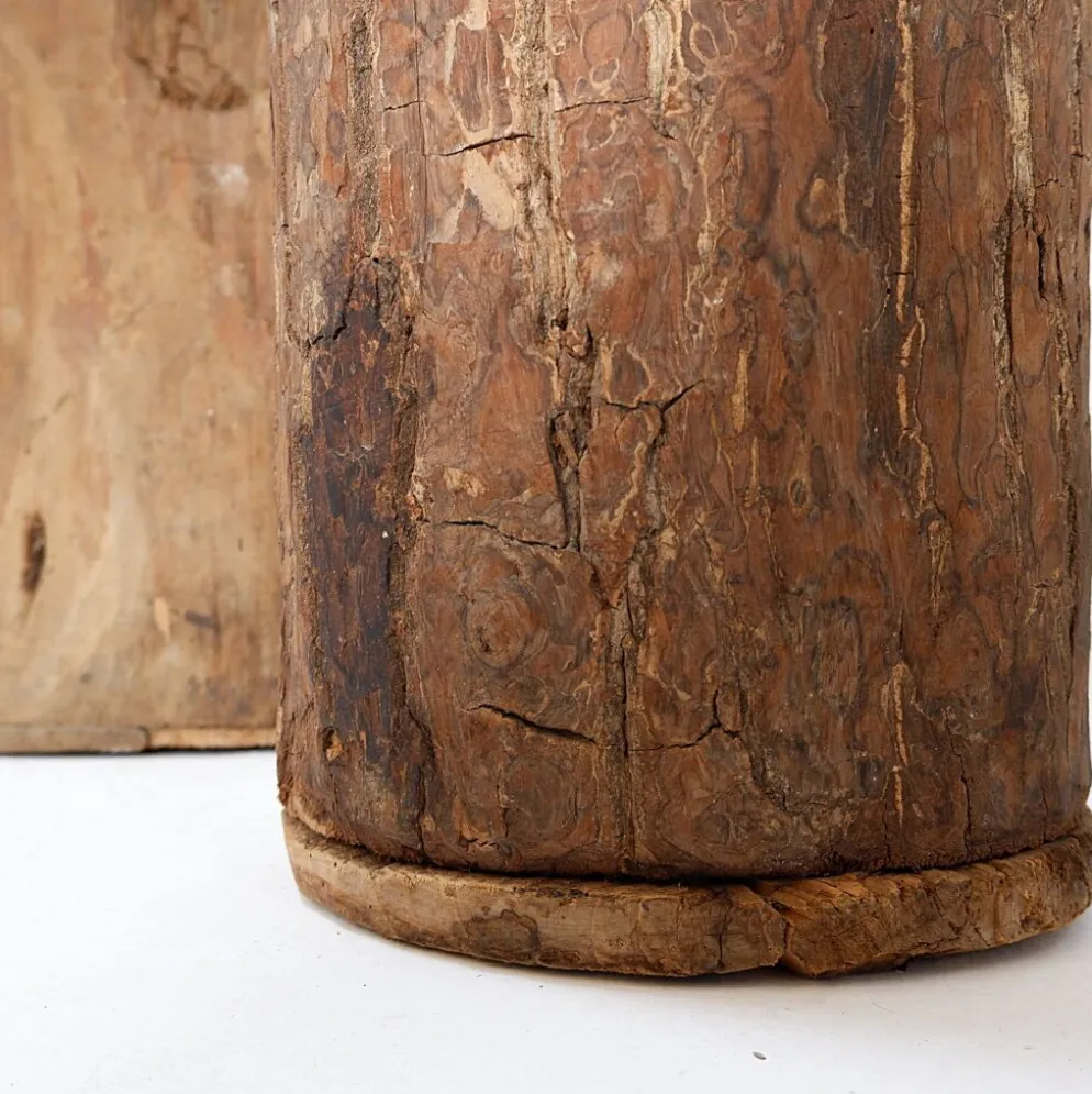 Ensemble de 2 pots en bois primitifs - fin du XIXe siècle