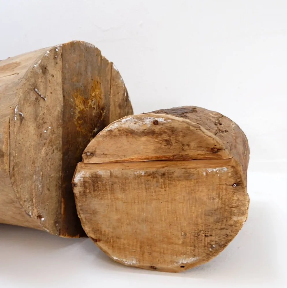 Ensemble de 2 pots en bois primitifs - fin du XIXe siècle