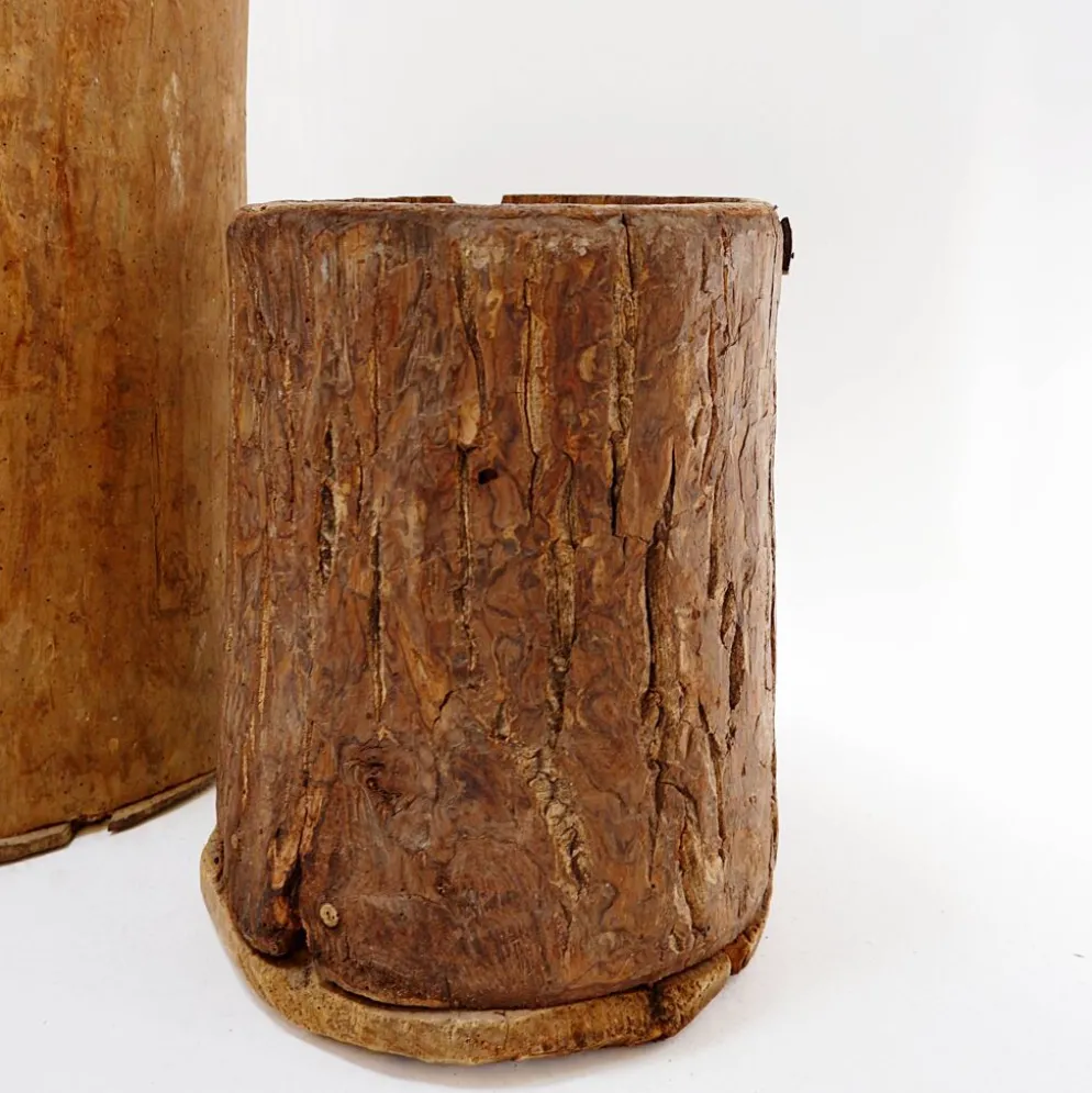 Ensemble de 2 pots en bois primitifs - fin du XIXe siècle