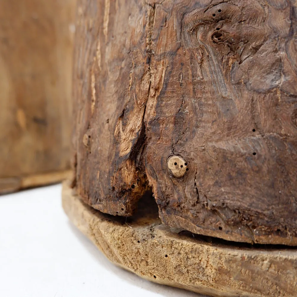 Ensemble de 2 pots en bois primitifs - fin du XIXe siècle
