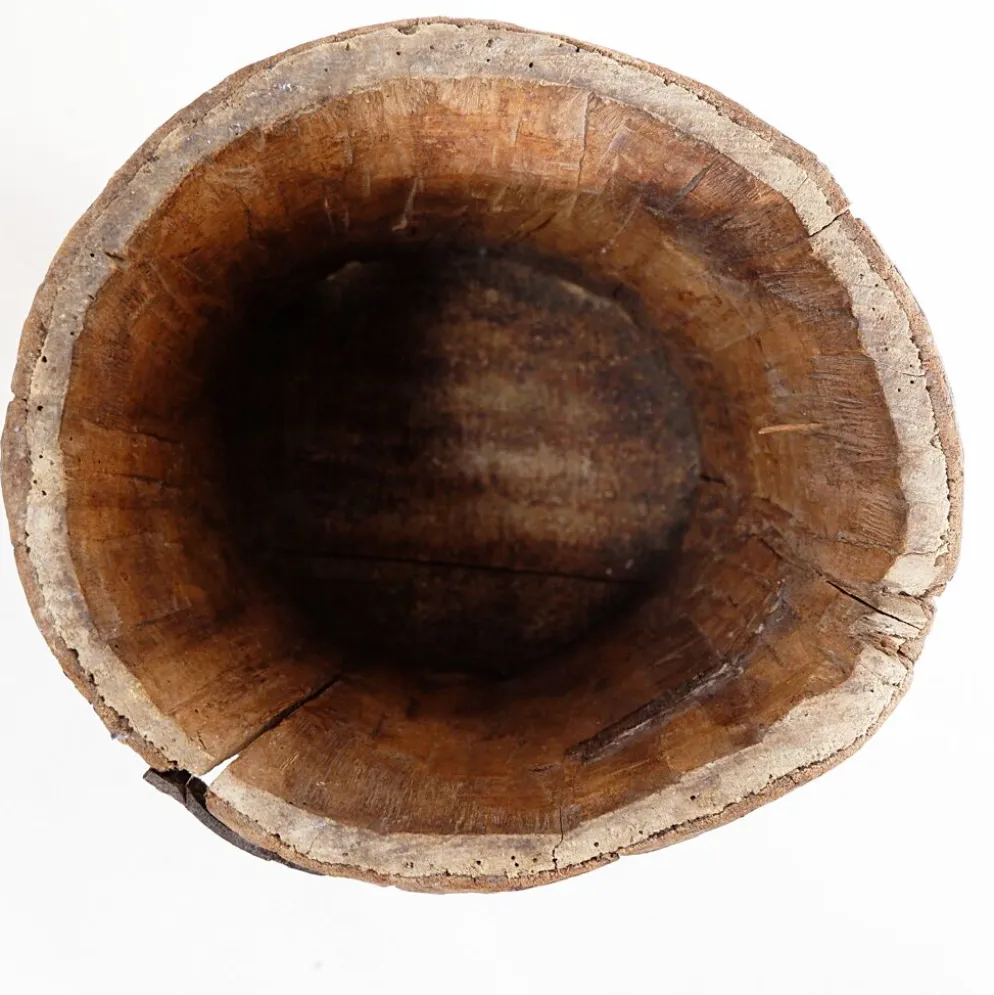 Ensemble de 2 pots en bois primitifs - fin du XIXe siècle