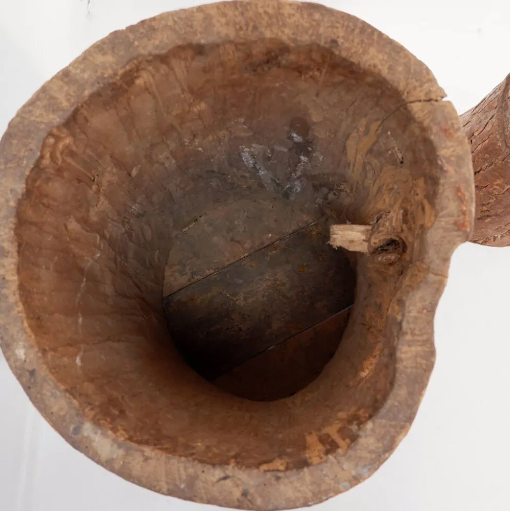 Ensemble de 2 pots en bois primitifs - fin du XIXe siècle