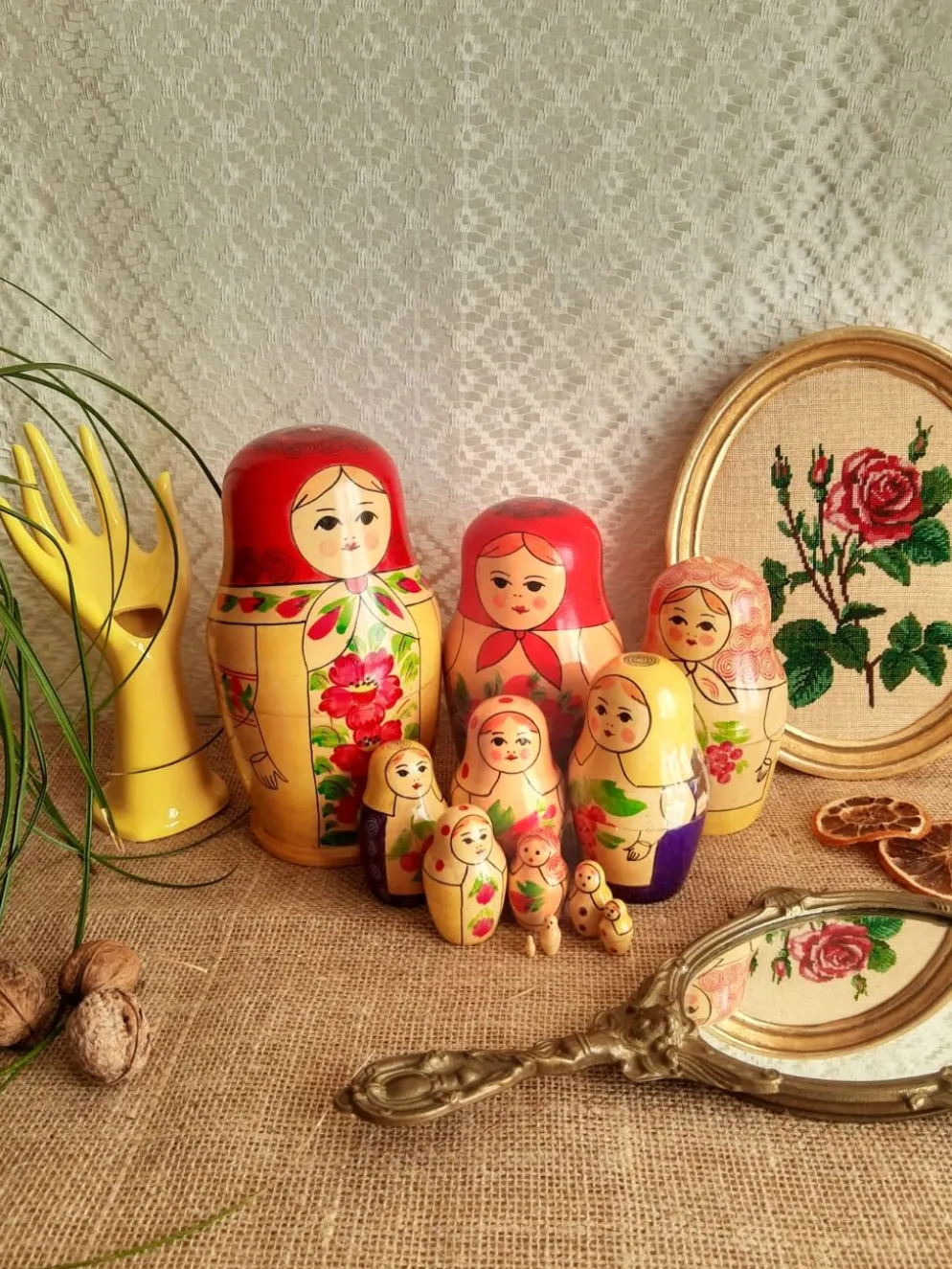 Ensemble de 12 poupées gigognes russes - vintage