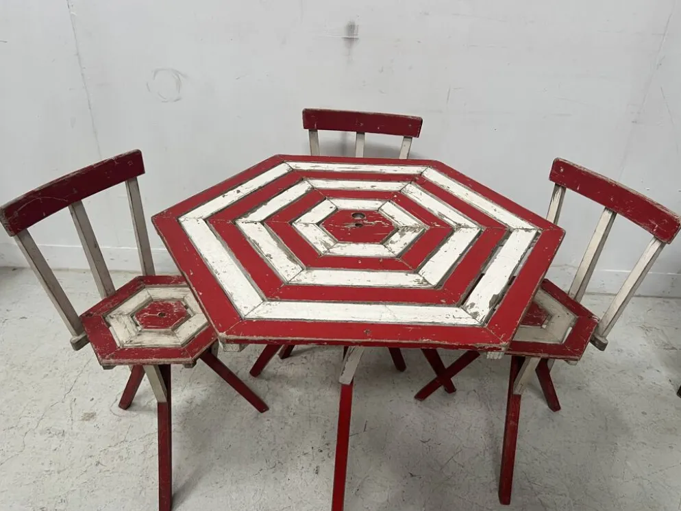 Ensemble de salon de jardin en hetre laqué XX siècle