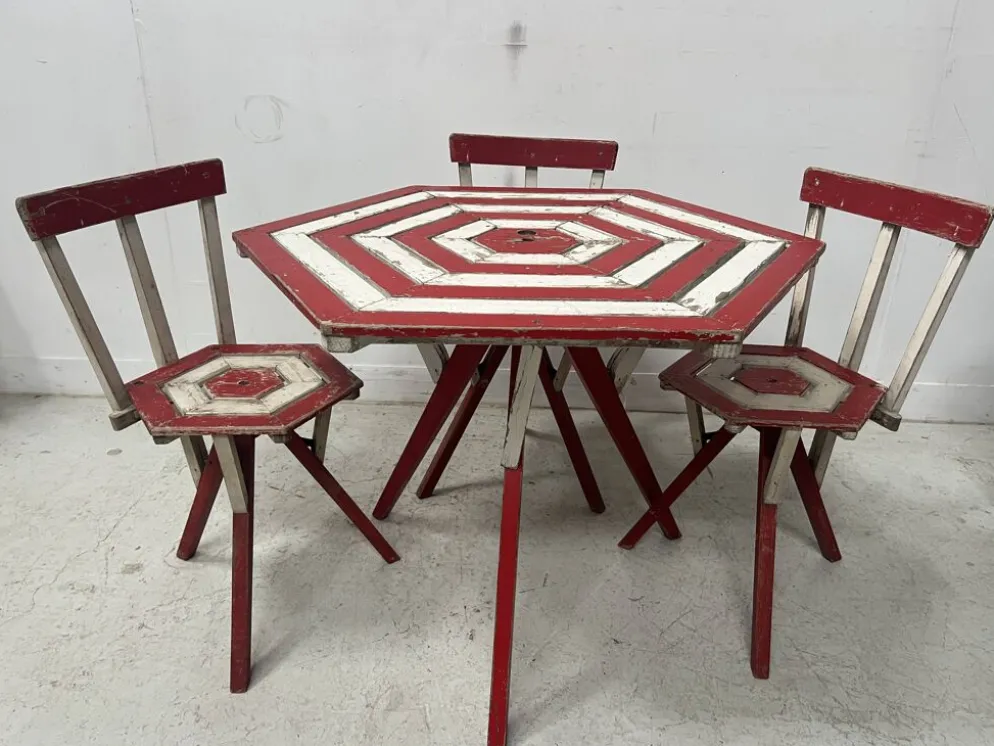 Ensemble de salon de jardin en hetre laqué XX siècle