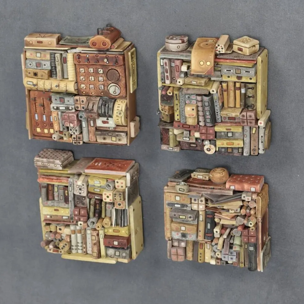 Ensemble de 4 sculptures vibrantes par Guy Deltour – Art contemporain belge, 2000