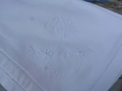 Ensemble de 6 serviettes anciennes 1900 en lin blanc damassé avec monogramme brodé main