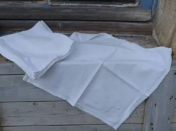 Ensemble de 6 serviettes anciennes 1900 en lin blanc damassé avec monogramme brodé main