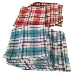 Ensemble de 12 serviettes vintage à carreaux – Rouge et turquoise