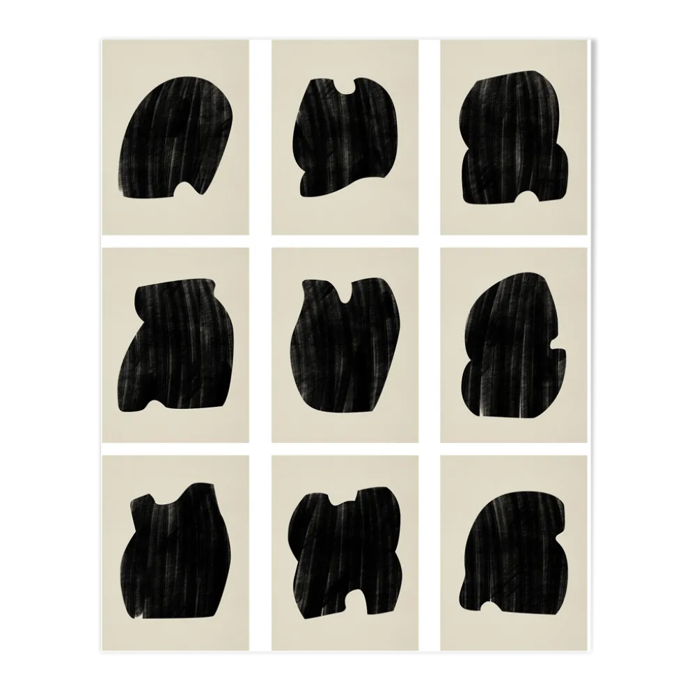Ensemble de 9 tirages giclées abstraites, A4
