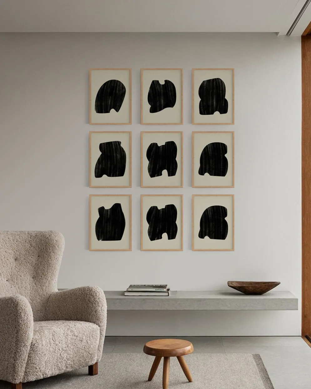 Ensemble de 9 tirages giclées abstraites, A4