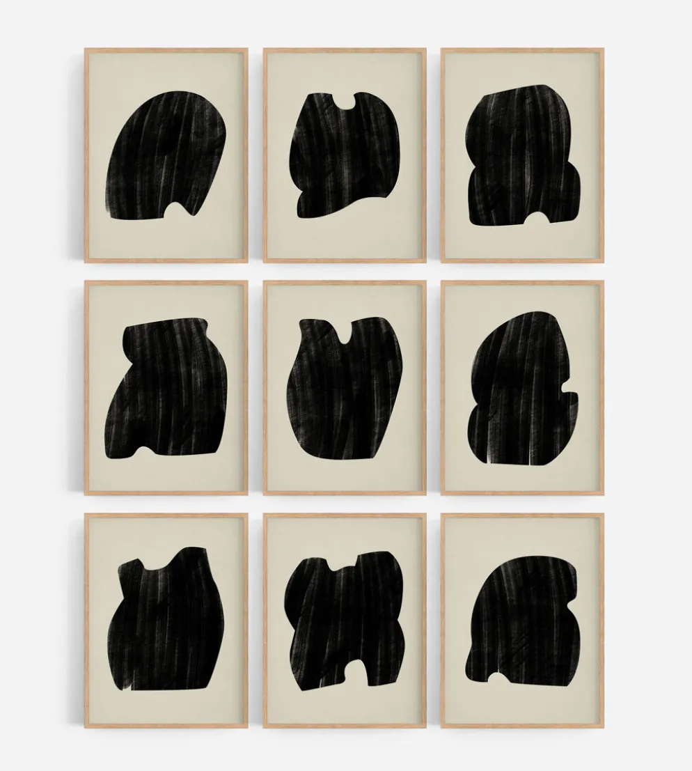 Ensemble de 9 tirages giclées abstraites, A4