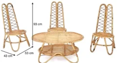 Ensemble de trois chaises de jardin en bambou, Italie