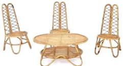 Ensemble de trois chaises de jardin en bambou, Italie