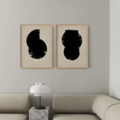 Ensemble encadré de deux impressions giclées abstraites, 50x70